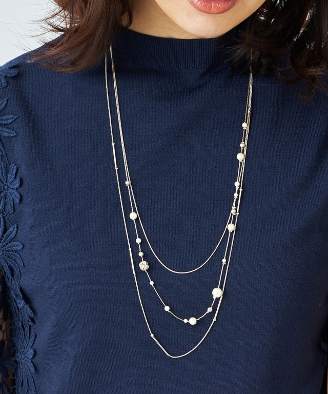 3連ロング チェーンネックレス