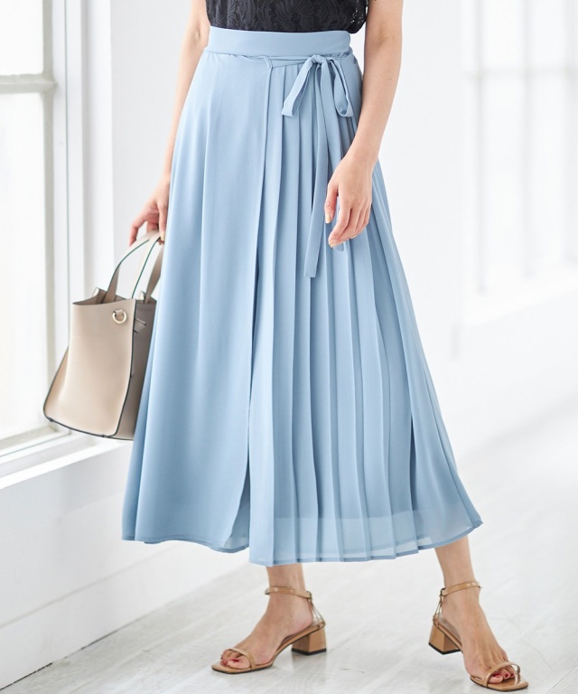 プリーツ切替ジョーゼットパンツ