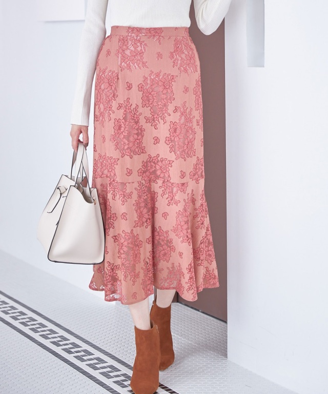 新品《アプワイザーリッシェ》ストライプレースマーメイドスカートM白  