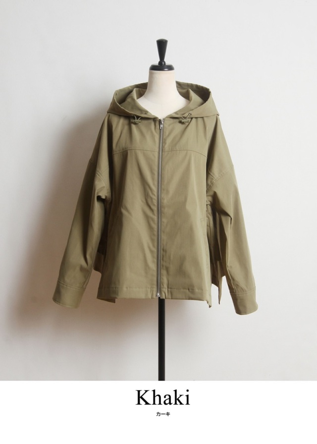 YOIHI 痛く フリルギャザーマウンテンパーカー ブラウン 