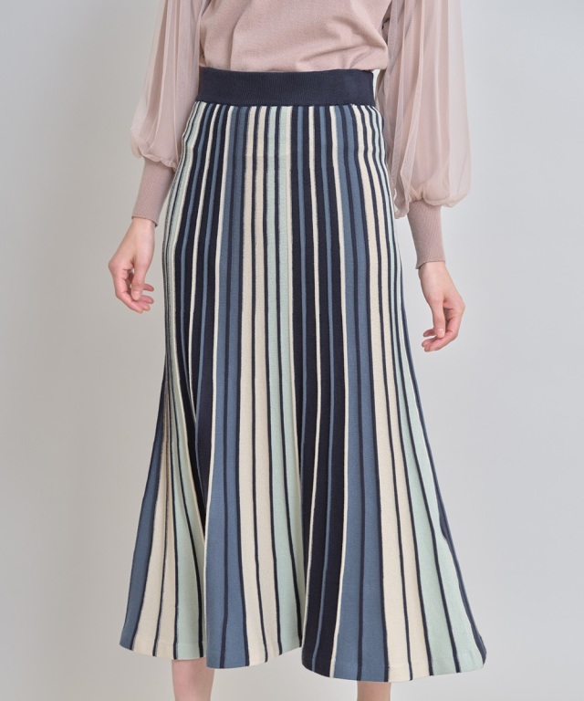 マルチカラープリーツニットスカート