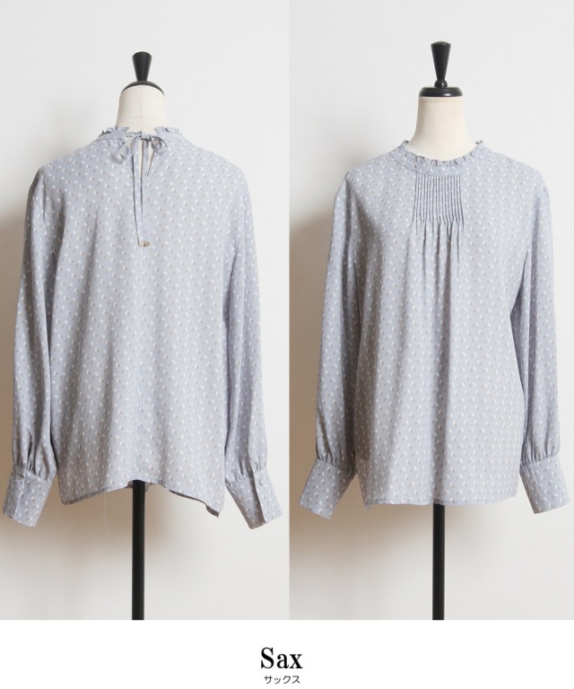 ダックス です★美品★ドットプリント2wayブラウス 幾何ドットタックプリントブラウス《一部店舗のみ入荷》