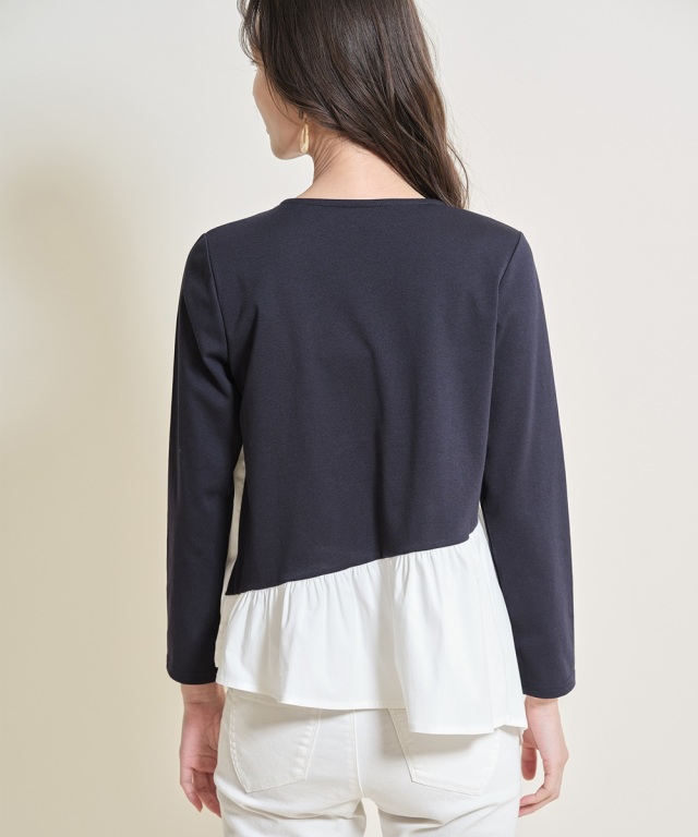 異素材切替ギャザートップス《一部の店舗のみ入荷》