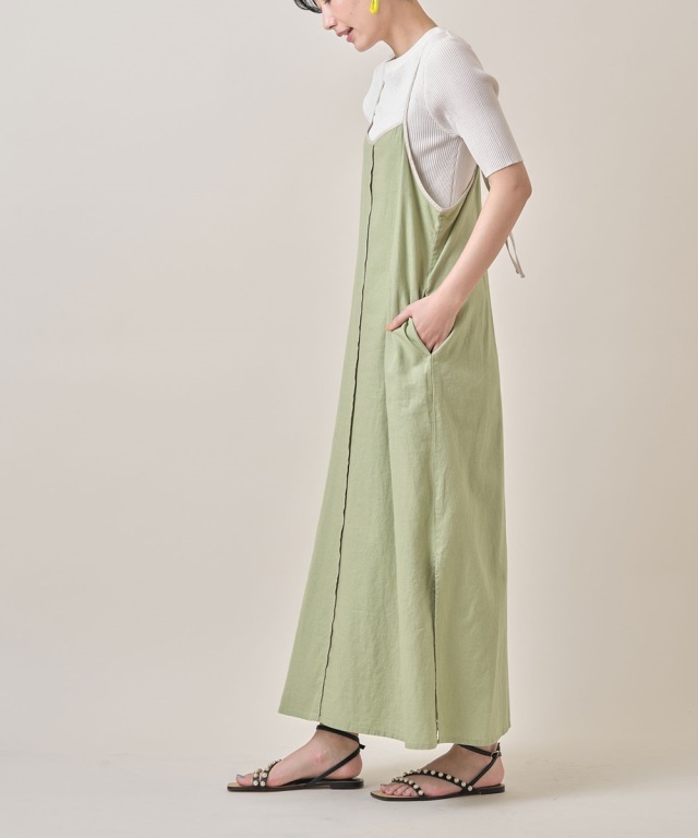 麻レーヨンキャンバスキャミワンピース