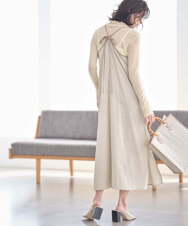 未使用　麻、レーヨン　ワンピース CHILD WOMAN - 麻レーヨンポプリン 2WAYノースリワンピース