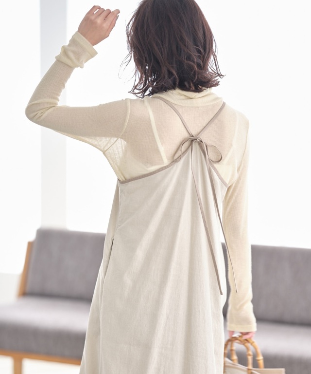 麻レーヨンキャンバスキャミワンピース