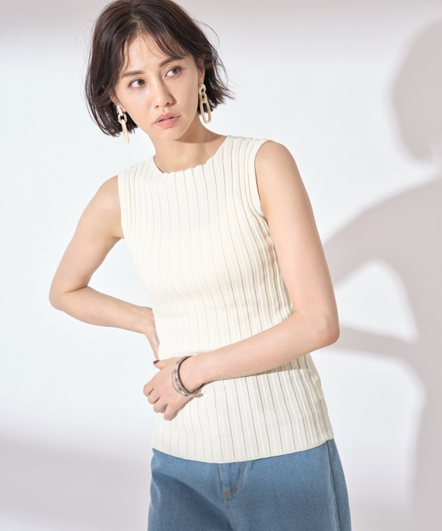 milly-3gor 様 KAYA ノースリーブプルオーバー ブラウン 成瀬愛里さん着用】ピッチリブノースリーブプルオーバー