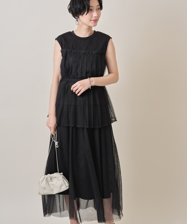 ツイル×チュールドッキングスカート《一部の店舗のみ入荷》