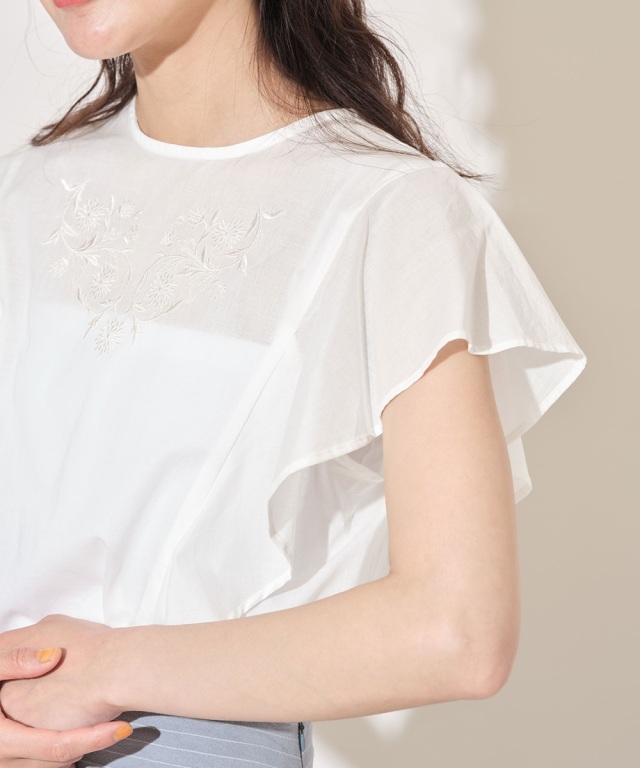 【極美品】プラージュ ブラウス ラッフルスリーブ ブラック Fサイズ Fubail / ラッフルスリーブブラウス