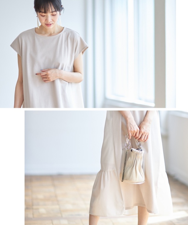 【極美品】ebure 綿　バックギャザーワンピース　サイドスリット　ロング 100HA23G0005_x_a001.jpg