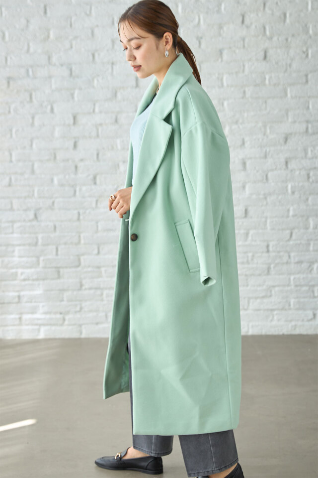 ニットモッサ袖タックチェスターコート 