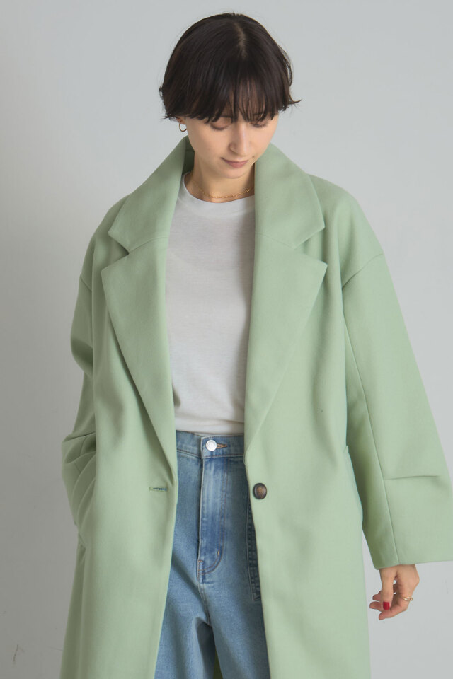 STILL BY HAND 日本製 ウールモッサ チェスターコート グリーン STILL BY HAND 日本製 ウールモッサ チェスターコート グリーン