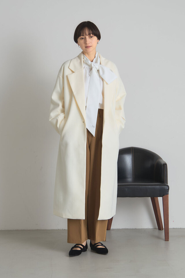 【OUTER SALE】ニットモッサ袖タックチェスターコート＊SALE品につき返品/交換/注文確定後の変更キャンセル不可＊