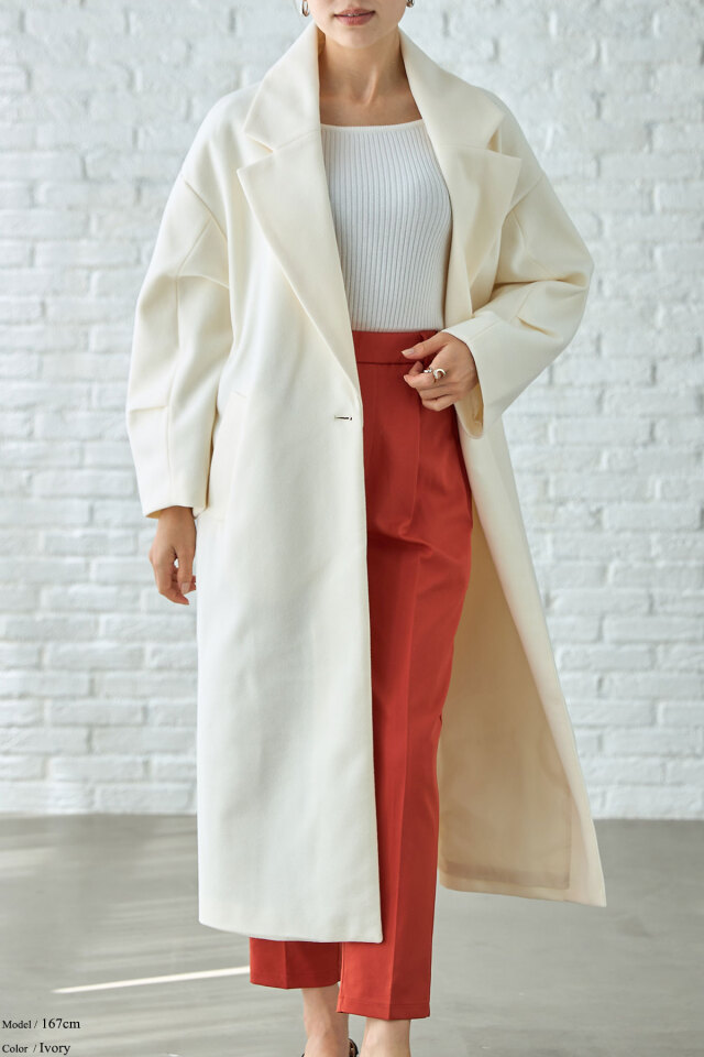 ニットモッサ袖タックチェスターコート 