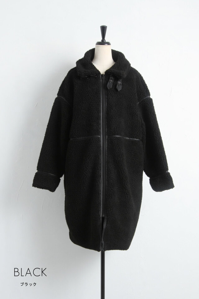 GALLARDAGALANTE　パイピングボアコート　ブラック　フリーサイズ gallardagalante パイピングボアコート