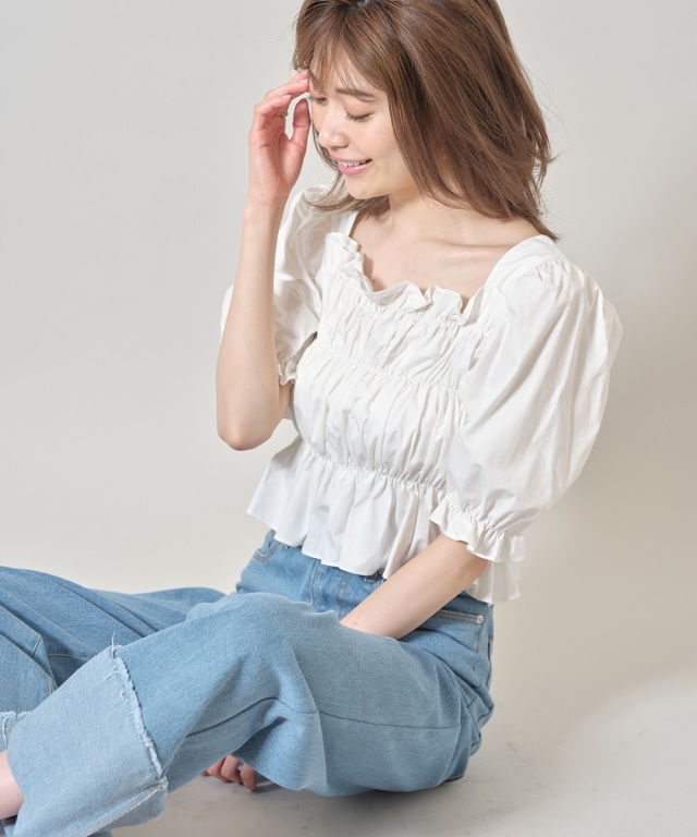 パワショルシャーリングブラウス※一部店舗のみ入荷