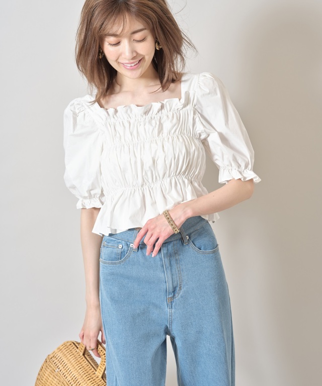 パワショルシャーリングブラウス※一部店舗のみ入荷