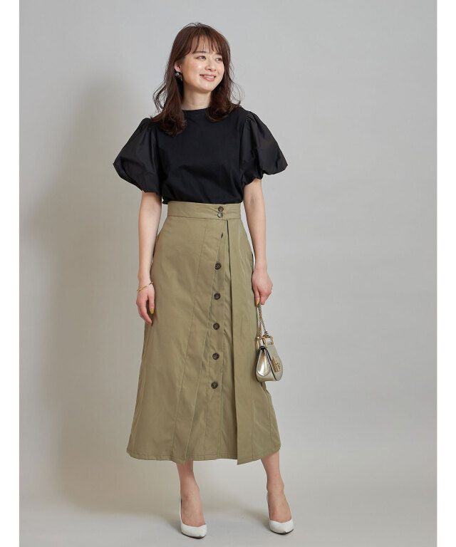 ebure バルーンスリーブ　半袖　トレーナー 袖異素材バルーンスリーブプルオーバー