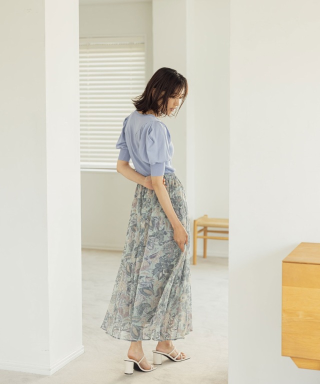 イエナ 楊柳フラワースカート SLOBE IENA＞ レトロフラワースカート  