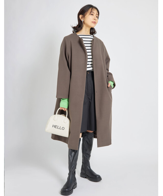 先染めボーダー長袖ワイドシルエットトップス