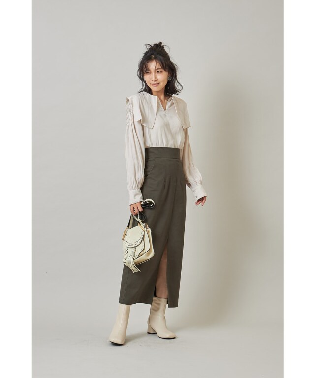 【未使用品・Spick&Span】ピンタックセーラーカラーブラウス フリーサイズ セーラーカラーピンタックスリーブブラウス※一部店舗のみ入荷
