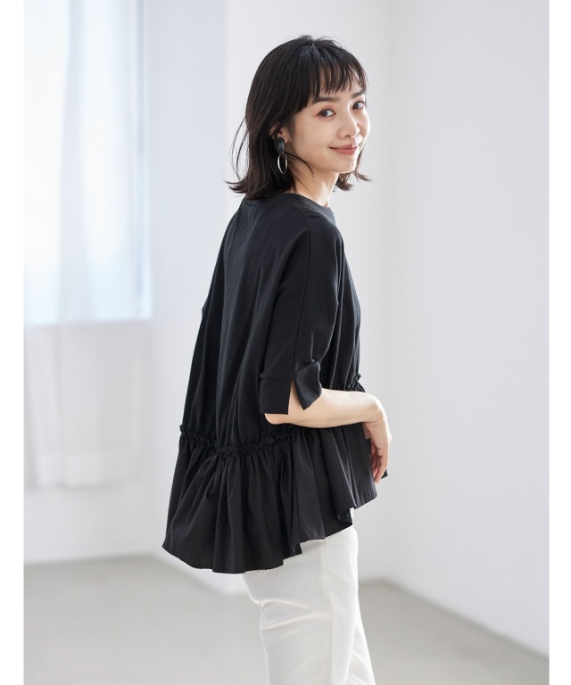 裾異素材切り替えトップス※一部店舗のみ入荷