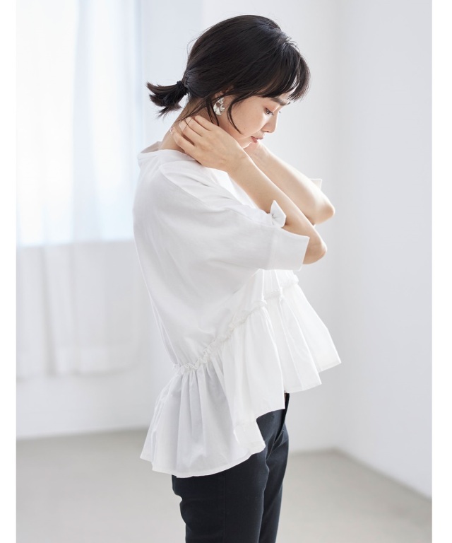 LASUD ACTIVE 切り替えトップス 異素材 ブラック 9号