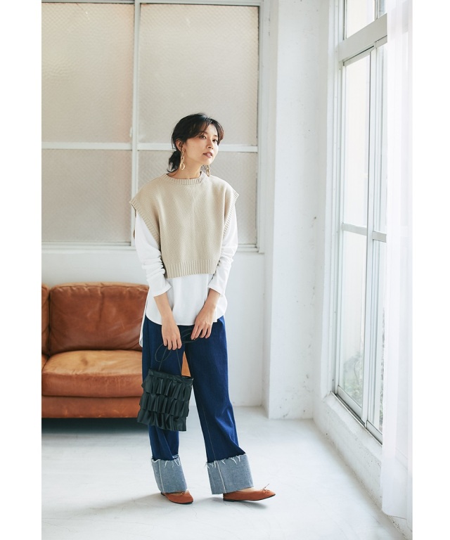 鹿の子編みショートTOPS※一部店舗のみ入荷
