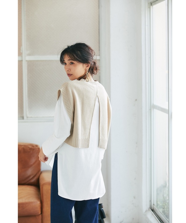 鹿の子編みショートTOPS※一部店舗のみ入荷