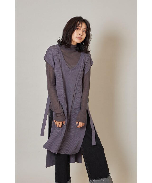 ケーブル編みロングベスト※一部店舗のみ入荷
