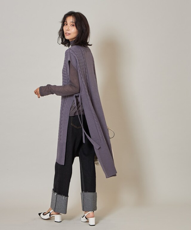 ケーブル編みロングベスト※一部店舗のみ入荷