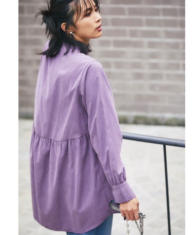 ウエストギャザーバンドカラーシャツ※一部店舗のみ入荷