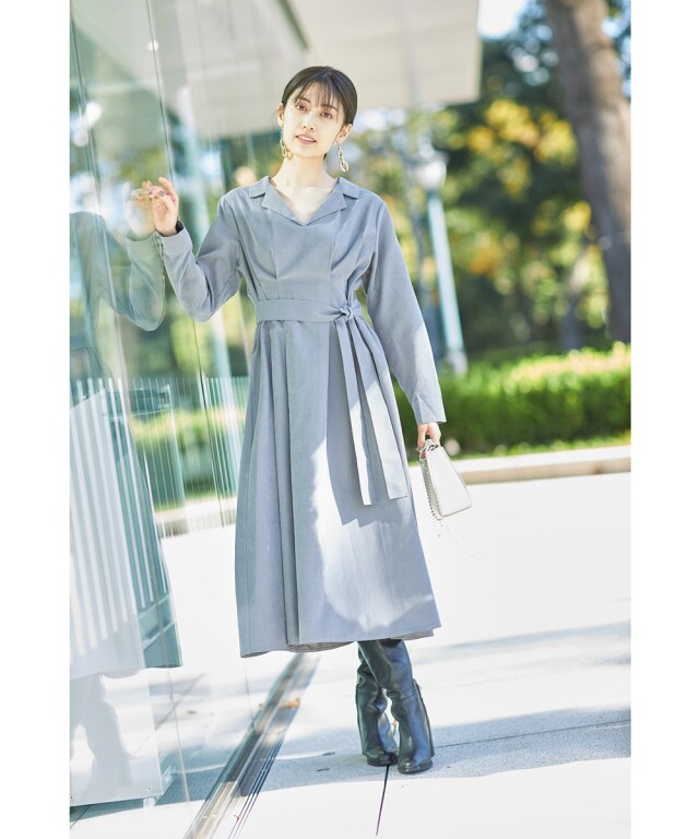 フェイクスエードトレンチワンピース※一部店舗のみ入荷