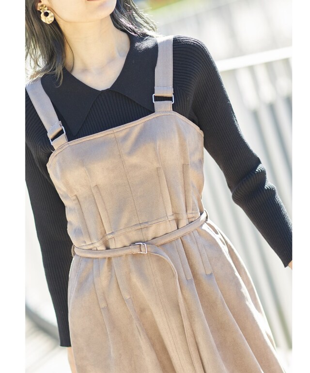 ポイントスエードデザインタックジャンスカ※一部店舗のみ入荷