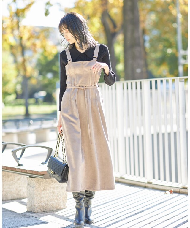 ポイントスエードデザインタックジャンスカ※一部店舗のみ入荷