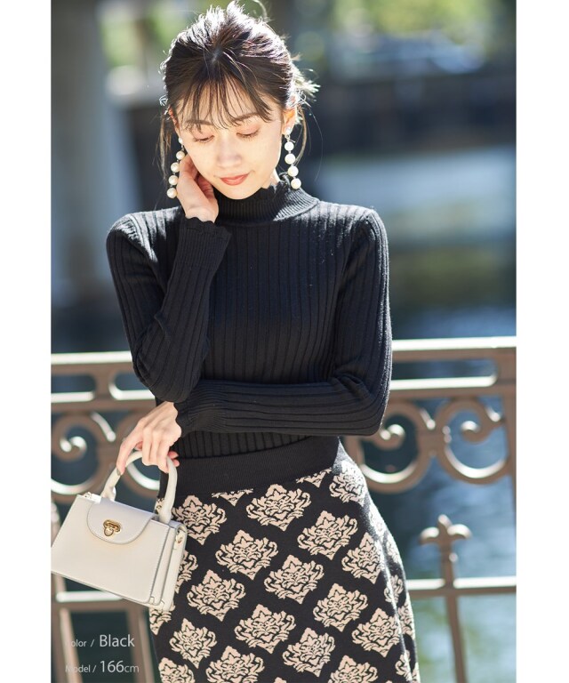 スカラップワイドリブニット