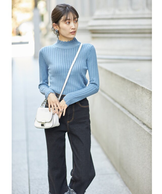 スカラップワイドリブニット