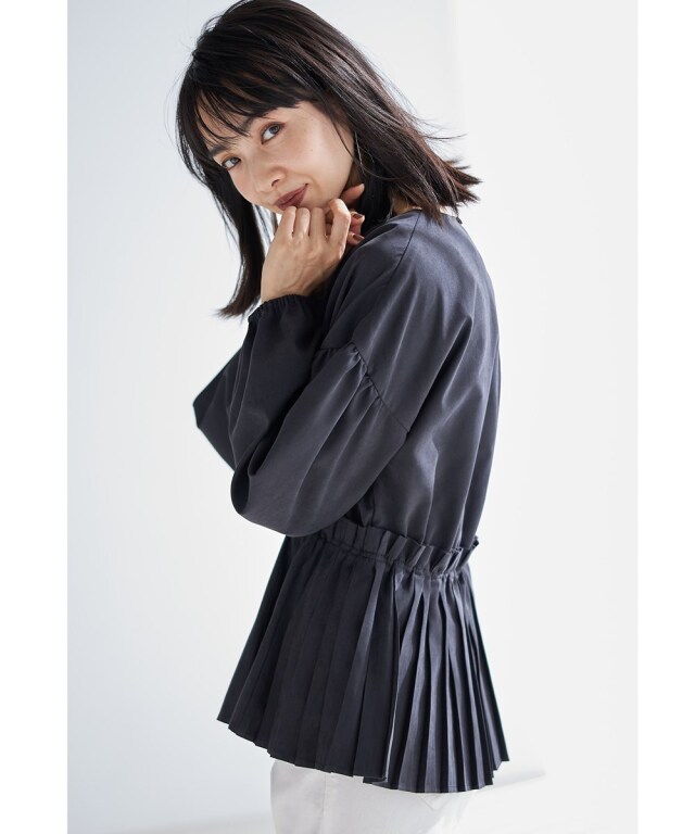 プリーツヘムブラウス プリーツヘムペプラムブラウス※WEB Store限定販売