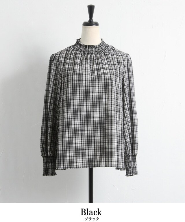 Plantation ハイネック　シャーリング　シャツ　ブラウス　M 1500024S1715_m1_c101.jpg