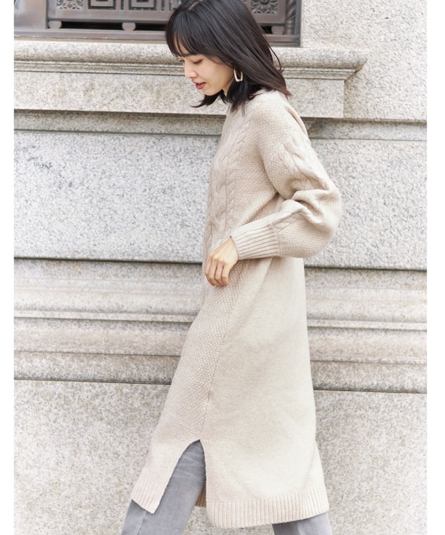 美品✨ Venit （ヴェニット） ケーブルニットワンピース グレー 38 M 917-24846_02.jpg