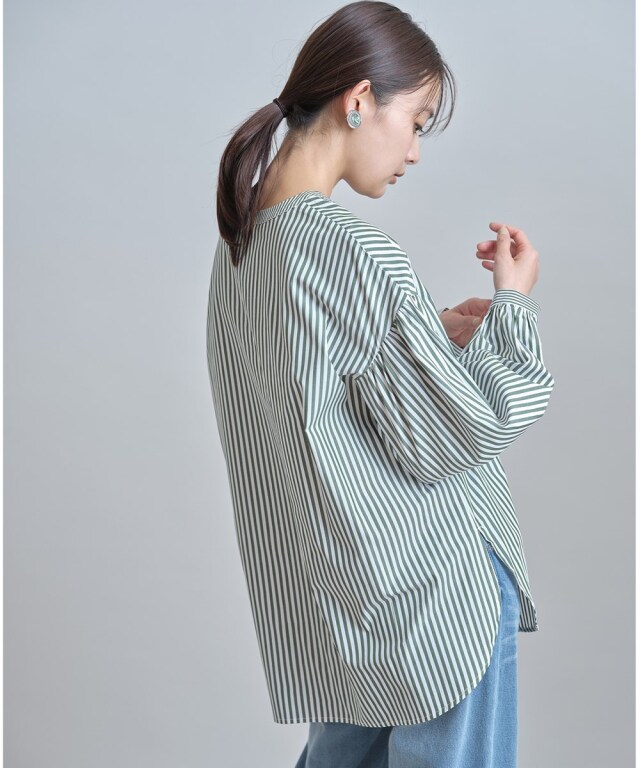 レースアップストライプシャツ※一部店舗のみ入荷