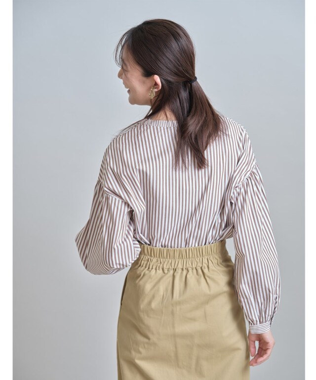 レースアップストライプシャツ※一部店舗のみ入荷