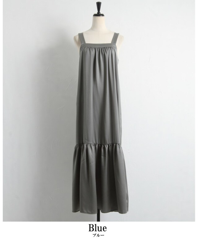 サテンギャザーキャミワンピース※一部店舗のみ入荷