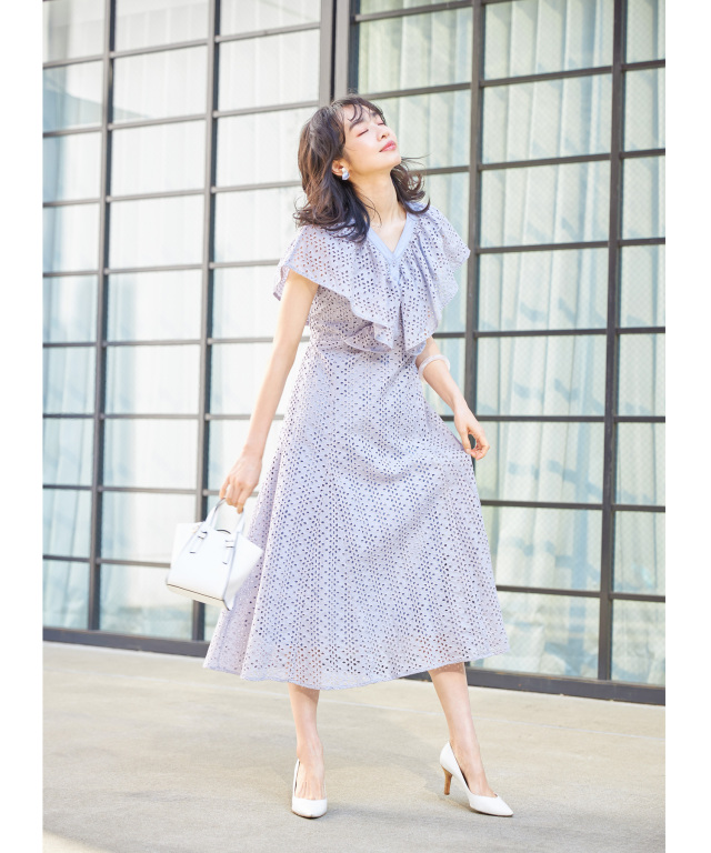 ラッフルスリーブワンピース