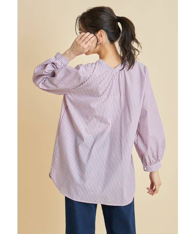 前後2WAY先染めストライプブラウス※WEB Store限定販売