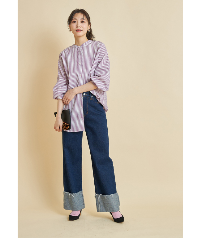 ストライプ 前後2WAYブラウス とパンツドレス 前後2WAY先染めストライプブラウス※WEB Store限定販売