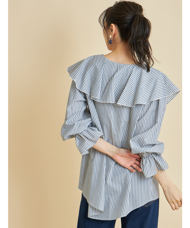 先染めストライプフリルブラウス※WEB Store限定販売 先染めストライプフリルブラウス※WEB Store限定販売