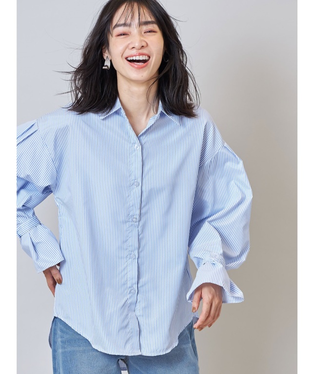 カフスマークストライプシャツ※一部店舗のみ入荷