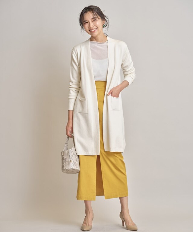 バックスリットニットロングカーディガン