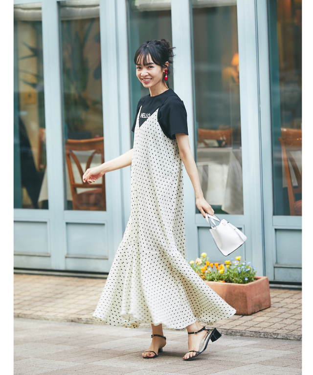 yuni ドットキャミワンピース ドット楊柳プリントキャミワンピース※WEB Store限定販売